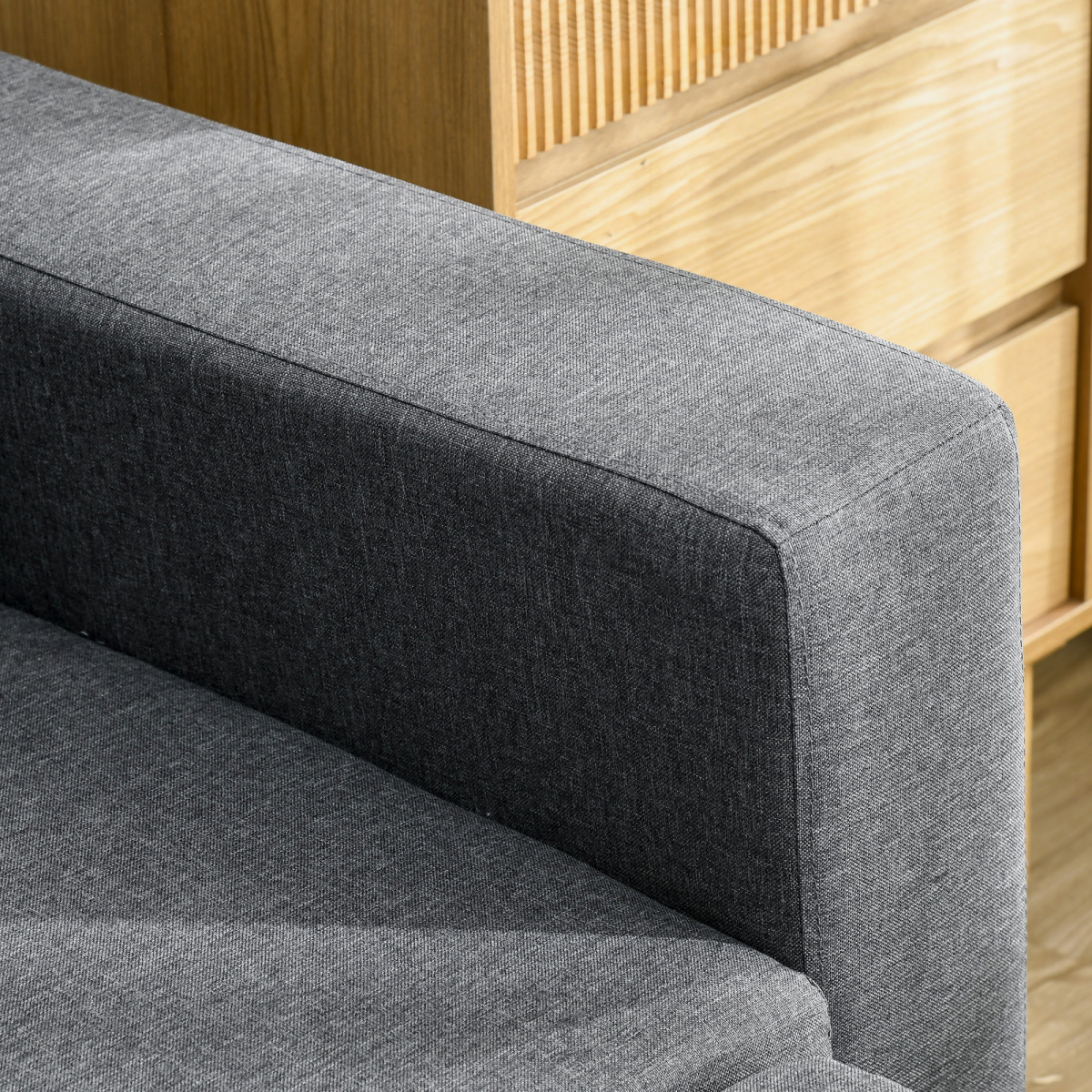 Corner Sofa Bed with Storage, 3-Seater Pull-Out, Dark Grey