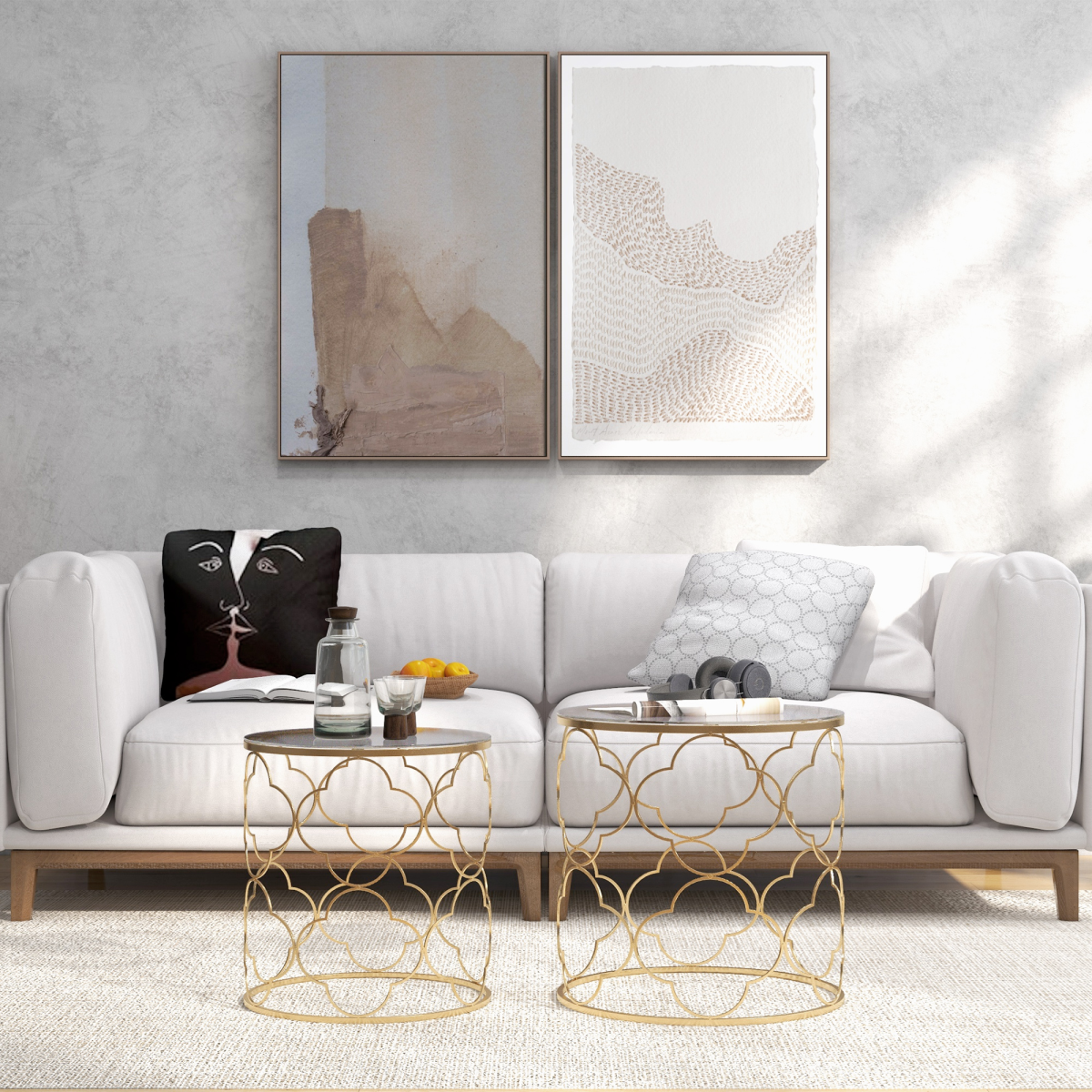 Stylish Nesting Tables Set - Chic Glass Top & Gold Accent Design