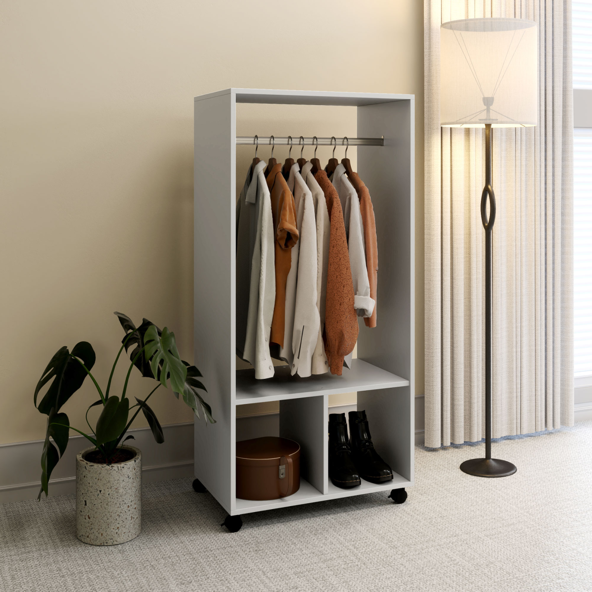 Stylish Open Wardrobe with Shelves & Clothes Rail for Smart Storage