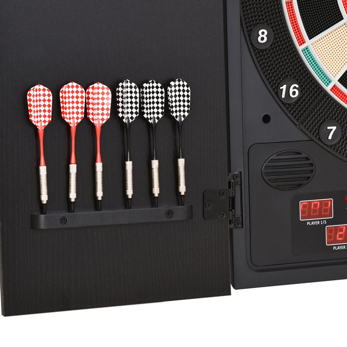 LED Dartboard with Digital Scoreboard, 27 Games, Cabinet & Storage