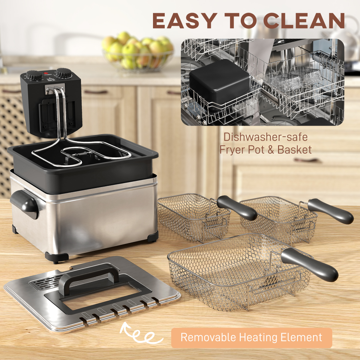 Powerful 5L Deep Fryer with Removable Basket & Viewing Window