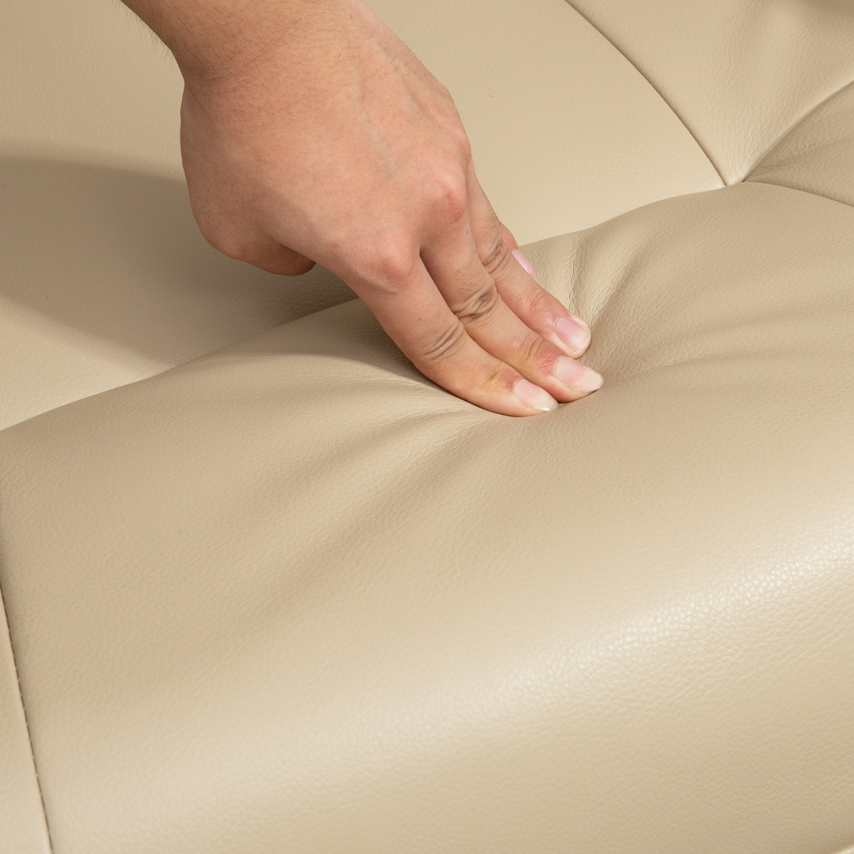 Ergonomic PU Leather Recliner Chair, Cream Lounger Armchair