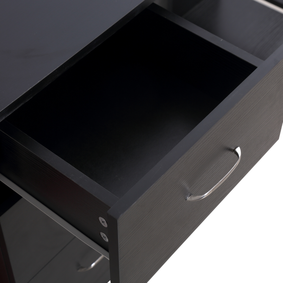 Versatile 120cm Computer Desk with 3 Shelves & Drawers - Classic Black Design
