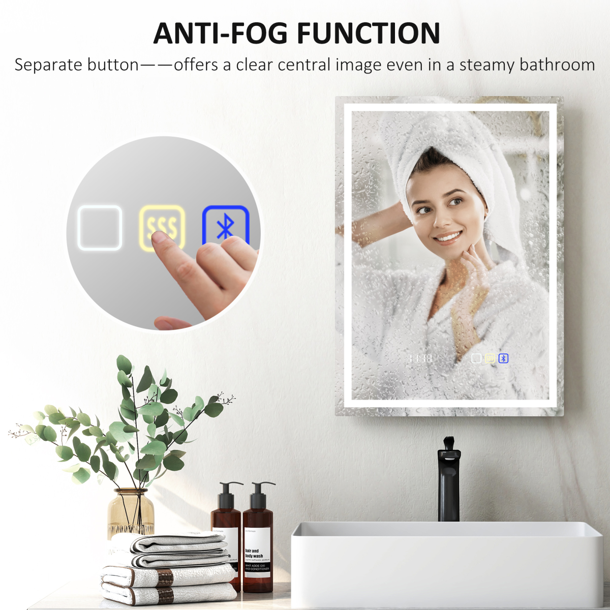 Smart Bluetooth Bathroom Mirror: Illuminating & Music-Ready with LED Touch Control