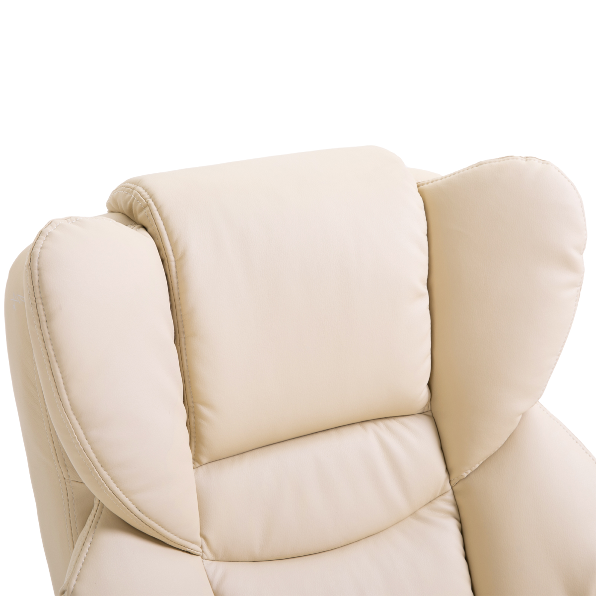 Lux Cream PU Leather Manual Recliner Armchair with Footstool
