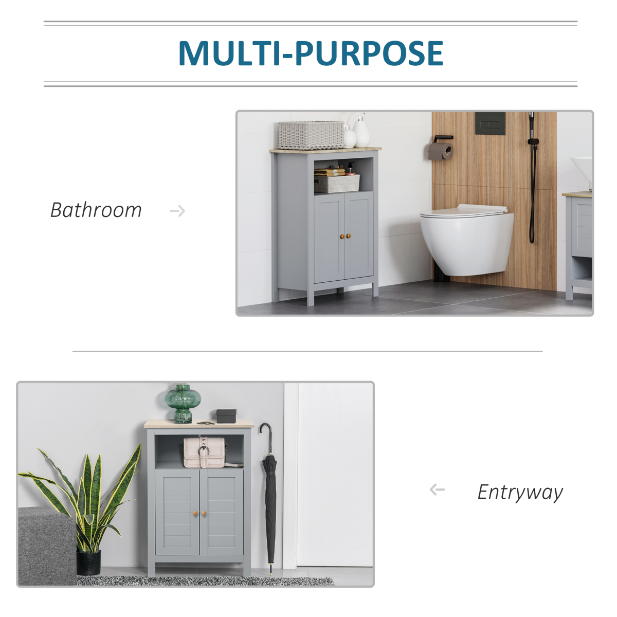 Vintage-Style Kleankin Bathroom Storage Cabinet with Adjustable Shelves