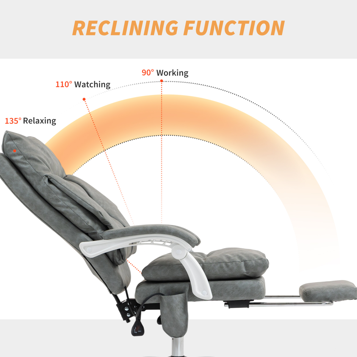 Ergonomic Office Chair with Adjustable Lumbar Support & Reclining Footrest