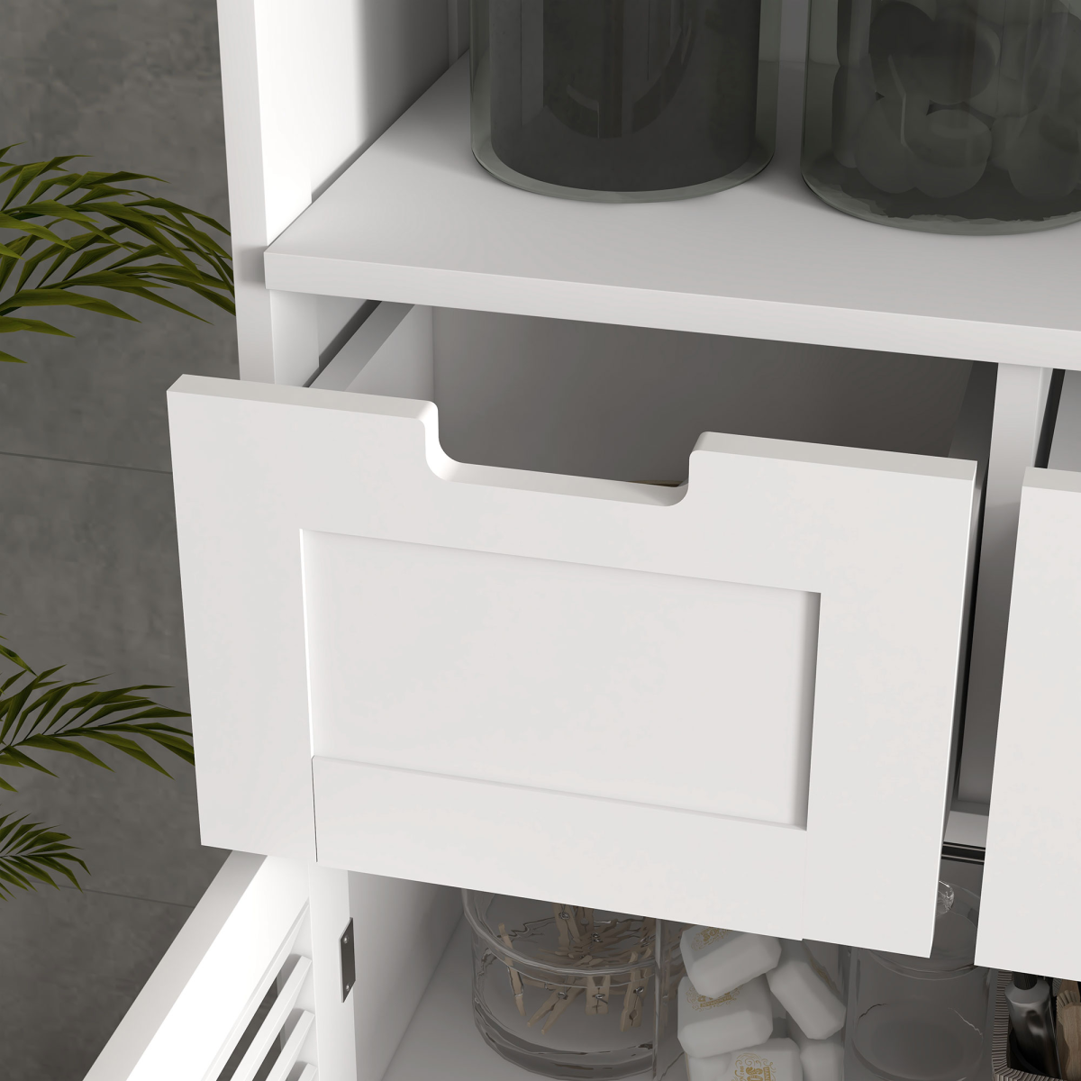 kleankin Compact Bathroom Storage Cabinet with Stylish Louvred Doors