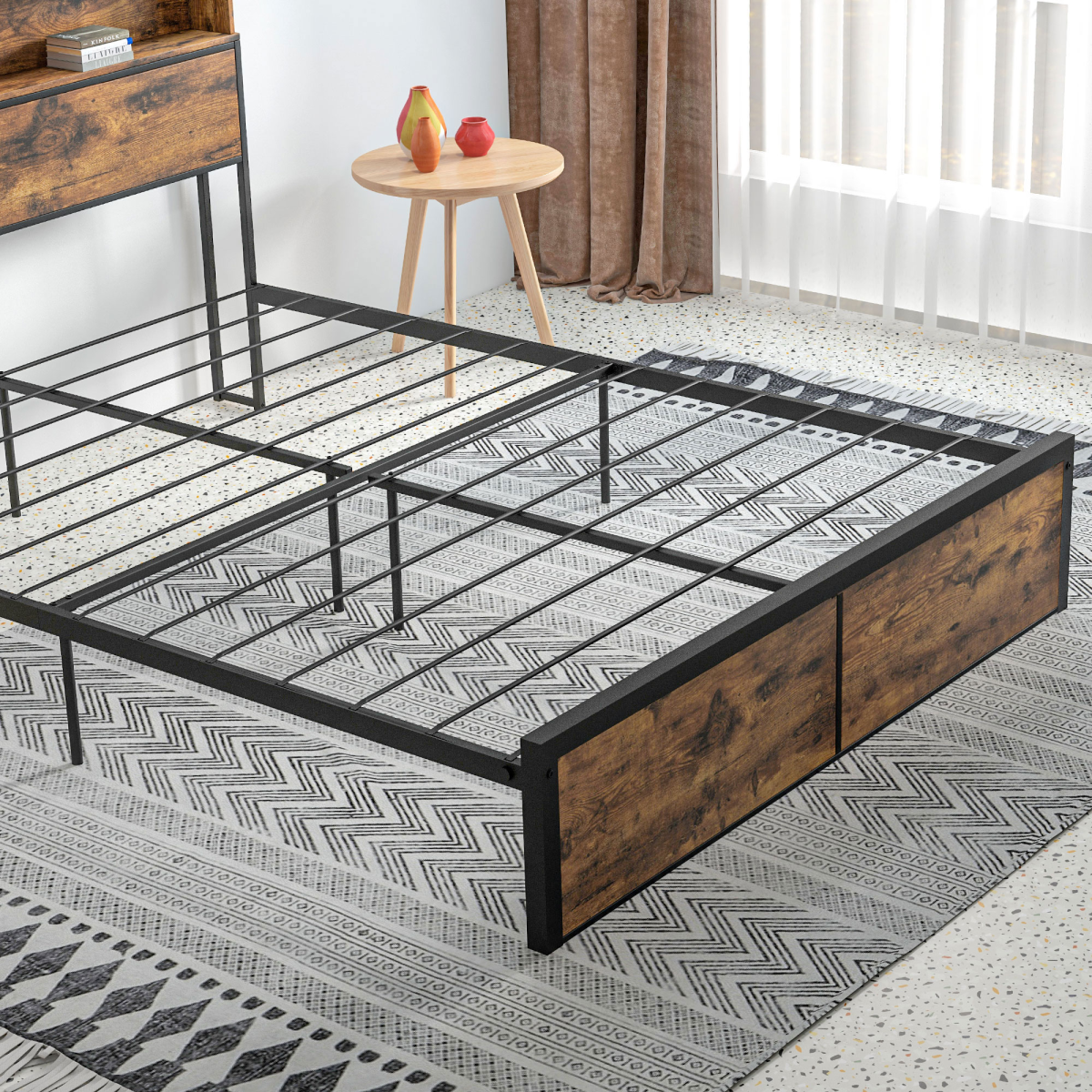 5.2ft King Bed Frame with Storage Headboard and Underbed Storage