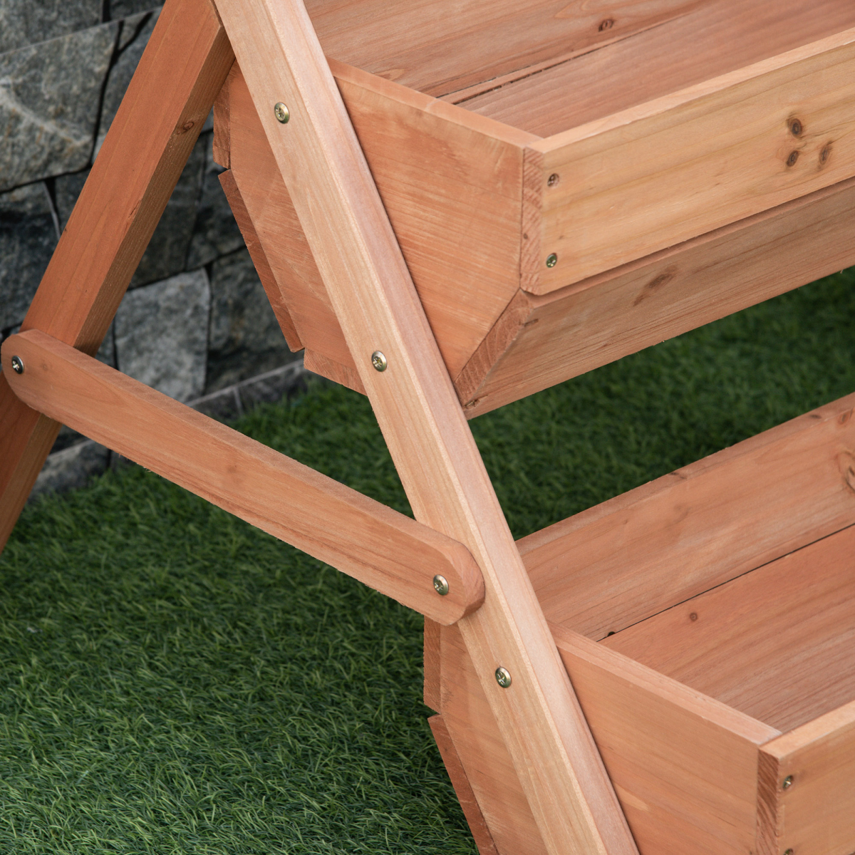 3-Tier Raised Garden Bed - Wooden Planter Box Kit, Brown