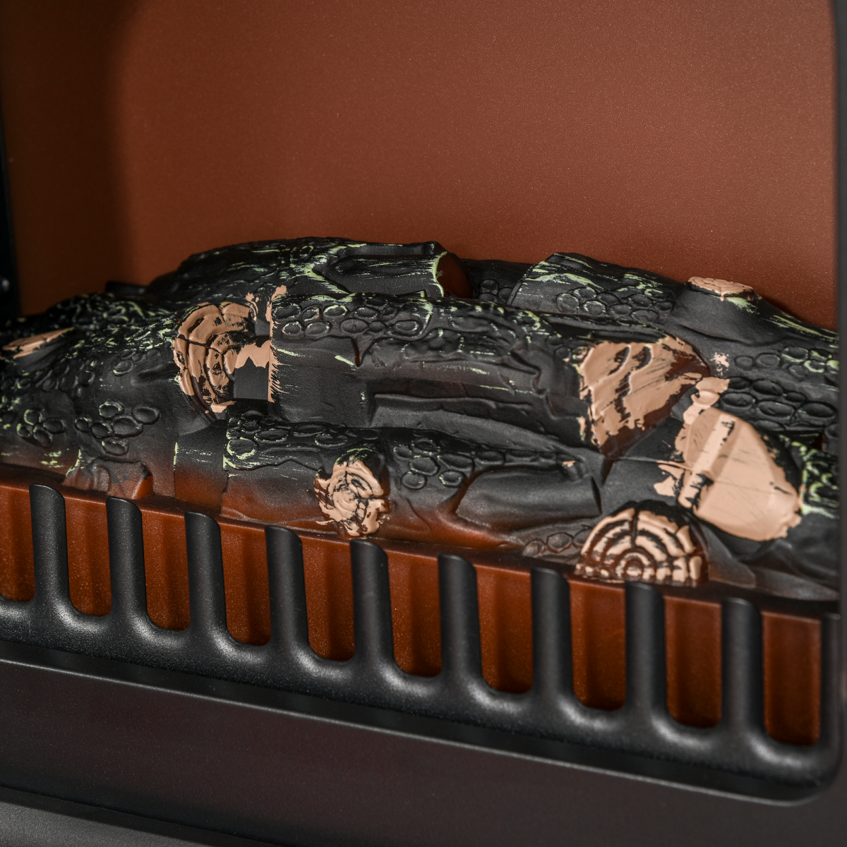 Realistic Electric Fireplace 1850W - Portable Black Heater with Wood Effect