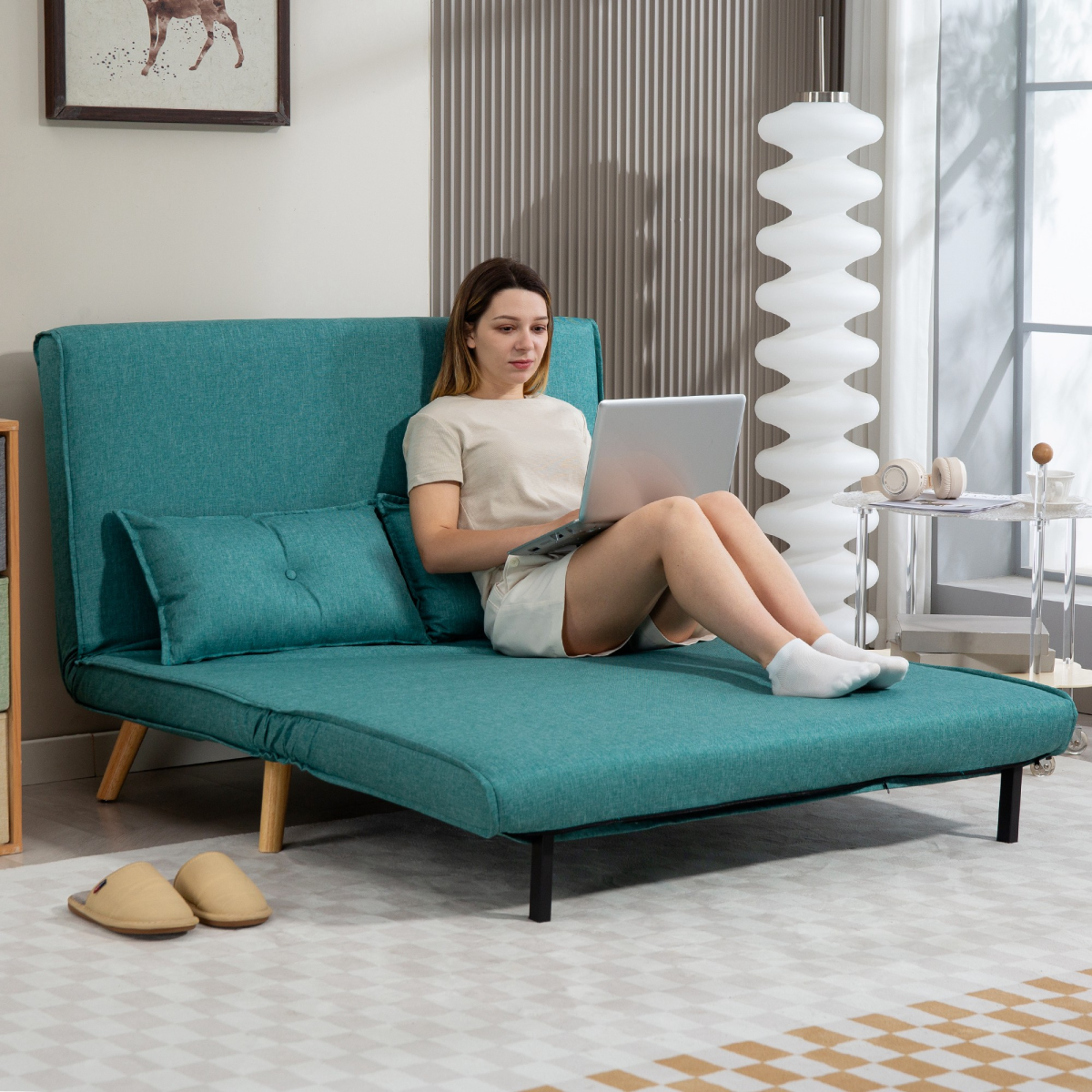 Versatile Green Sofa Bed: Comfort & Style in One Chic Design