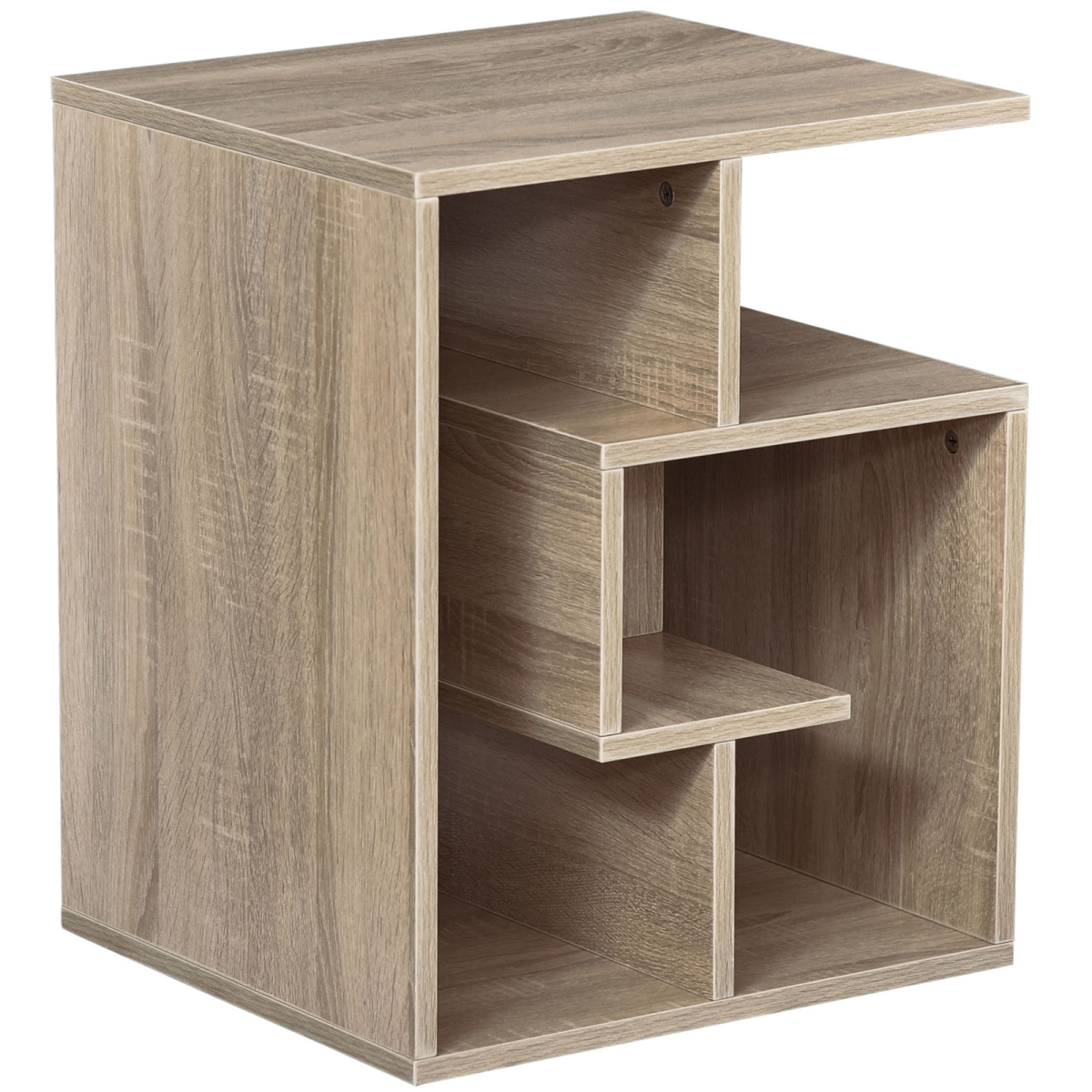 Oak 3-Tier Side End Table, 55cm High, 10kg Load Capacity