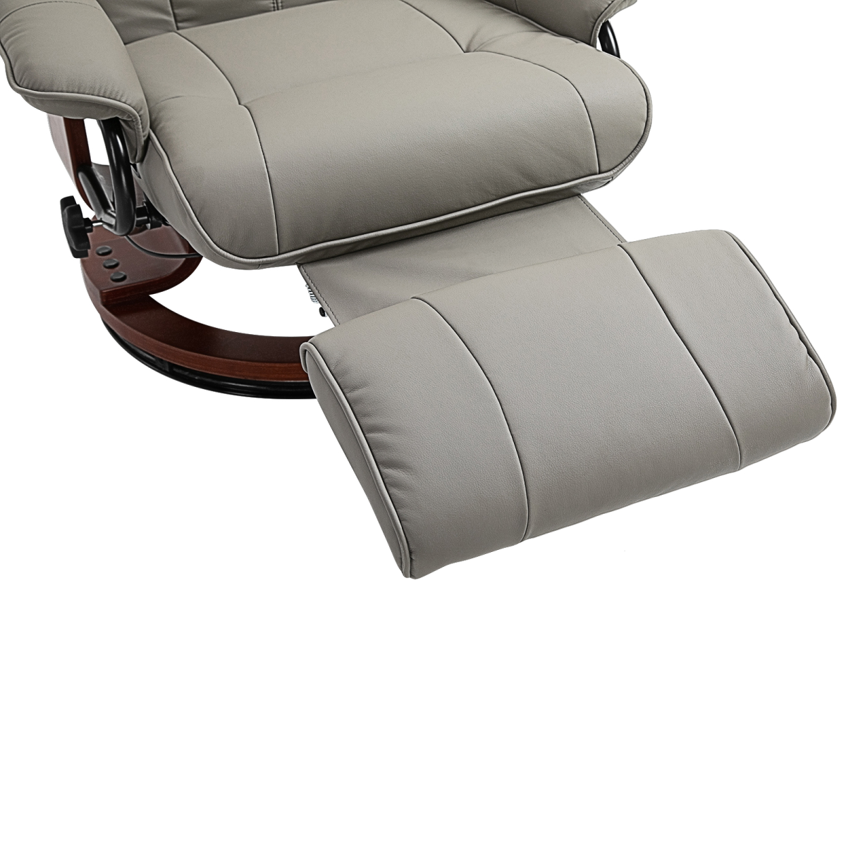 Ergonomic PU Leather Recliner Sofa with Footrest in Grey