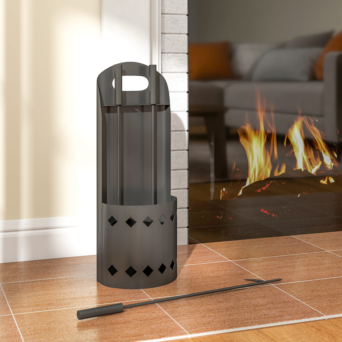 4-Piece Black Fireplace Tool Set - Fireside Companion