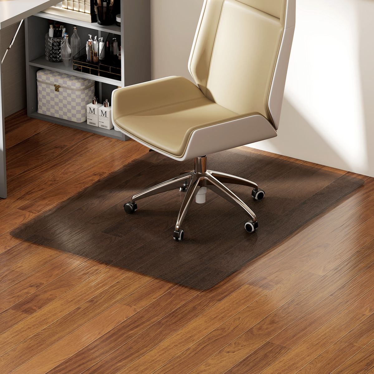 Shield & Glide: Non-Slip Frosted Chair Mat for Hard Floors - Black