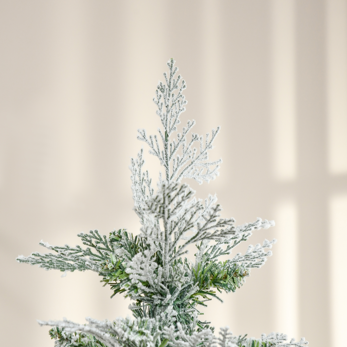 6ft Snow-Flocked Pencil Christmas Tree with Metal Base - Safe, Easy Setup HOMCOM