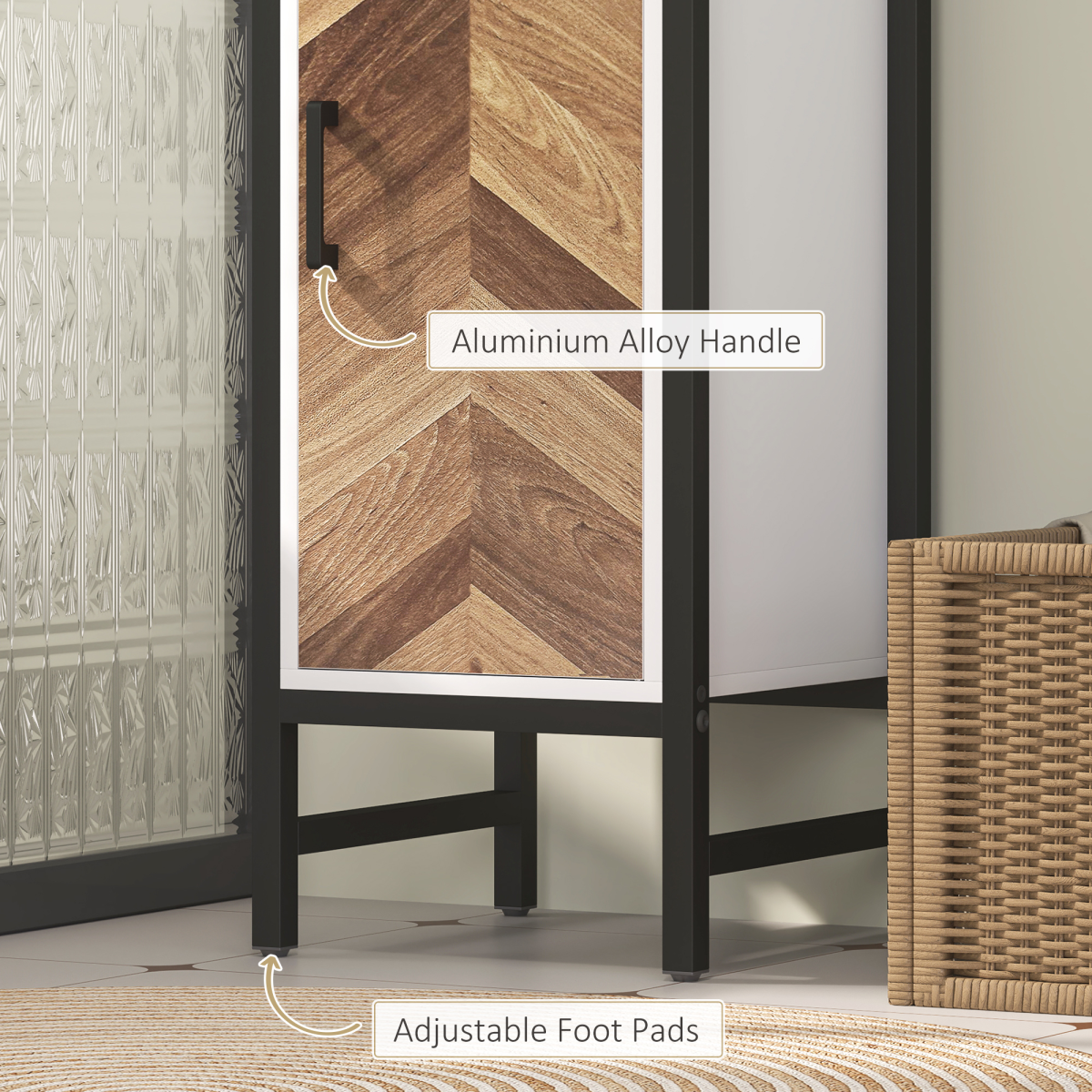 Chic Tall Bathroom Storage Cabinet - 3 Shelves, Space-Saving Design