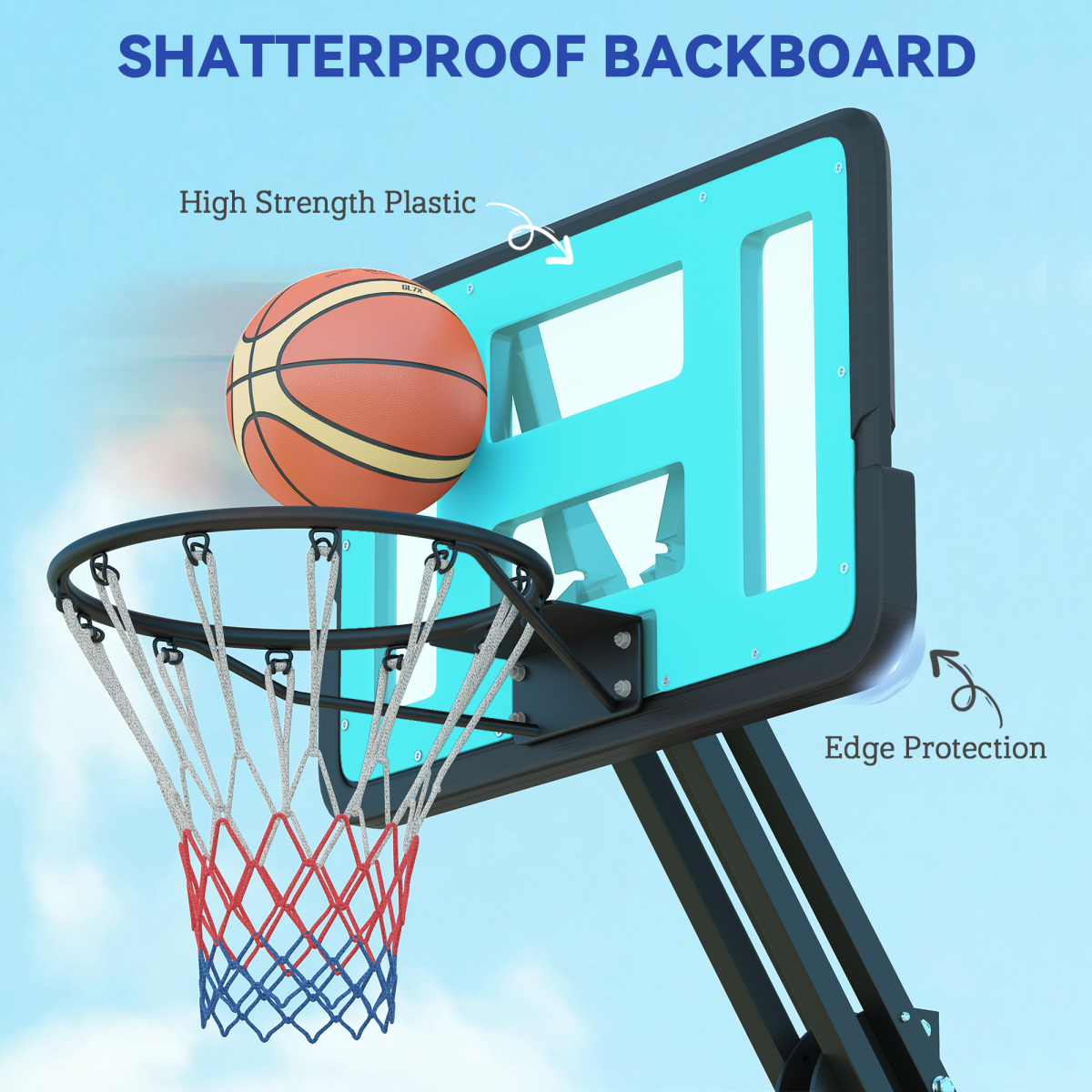 PORTABLE SPORTNOW Adjustable Basketball Hoop: Height 146-236cm with Wheels