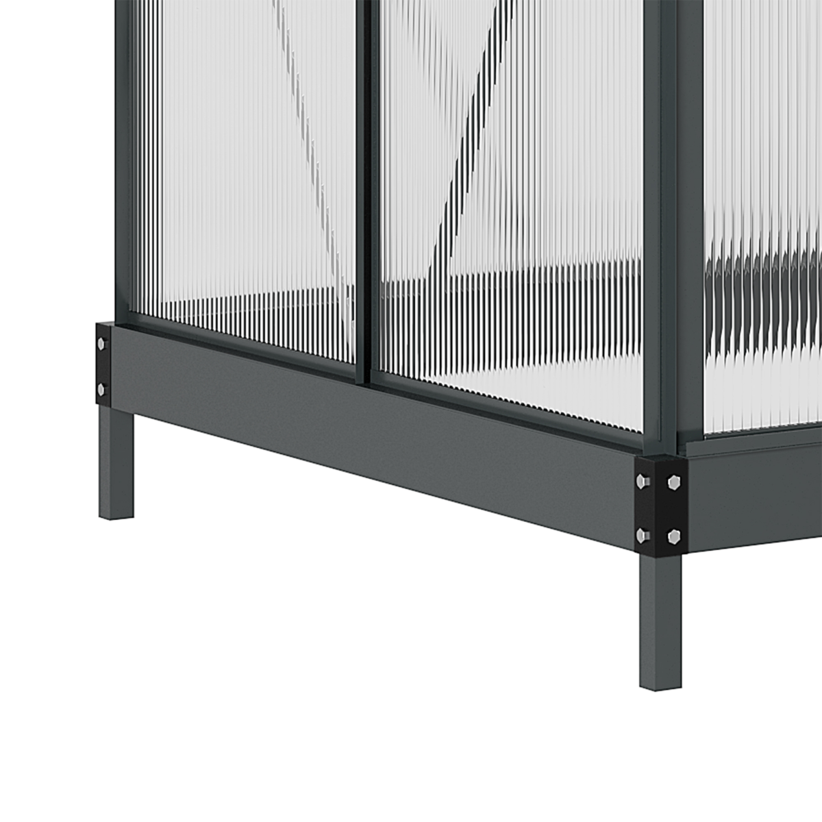Walk-In Polycarbonate Garden Greenhouse, Aluminium Frame, Sliding Door 6x4ft