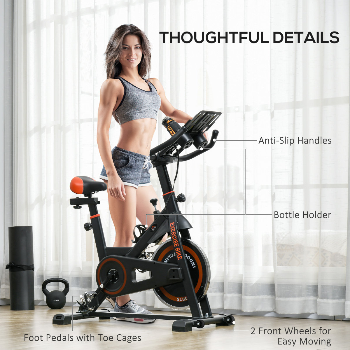 8kg Flywheel Adjustable Exercise Bike - Smooth, Comfortable & Sturdy