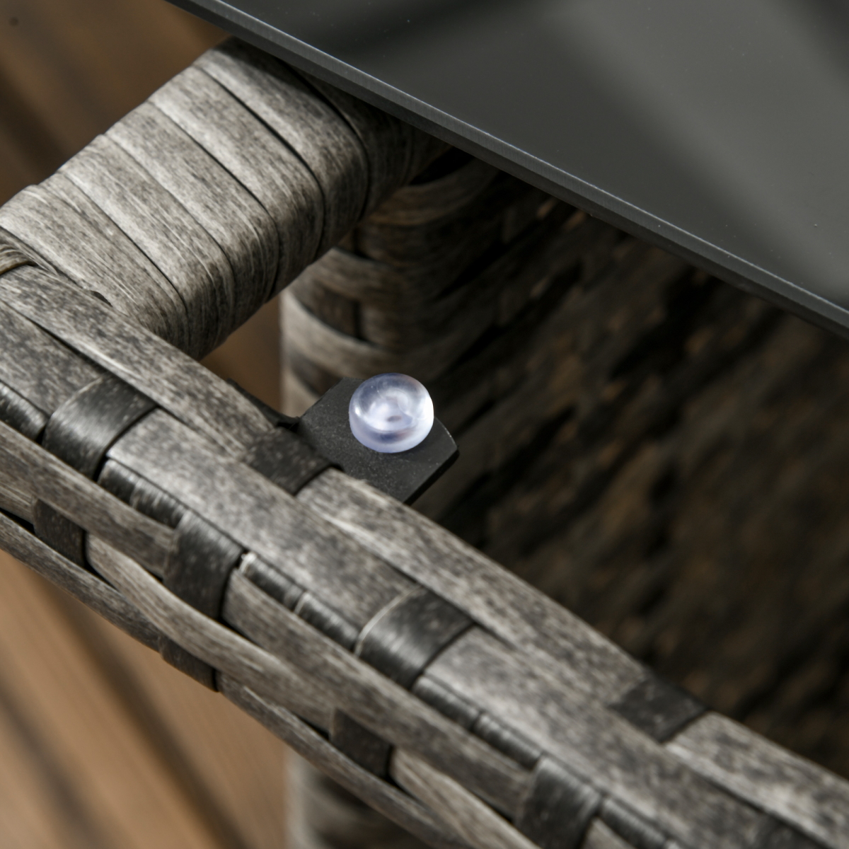 6-Piece Patio Wicker Sofa Set with Glass Table & Cushions - Dark Blue