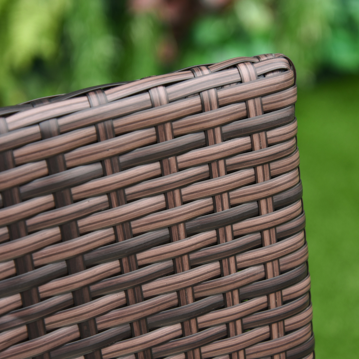 Two-Seater Outdoor Rattan Armchairs with Cushions – Mixed Brown