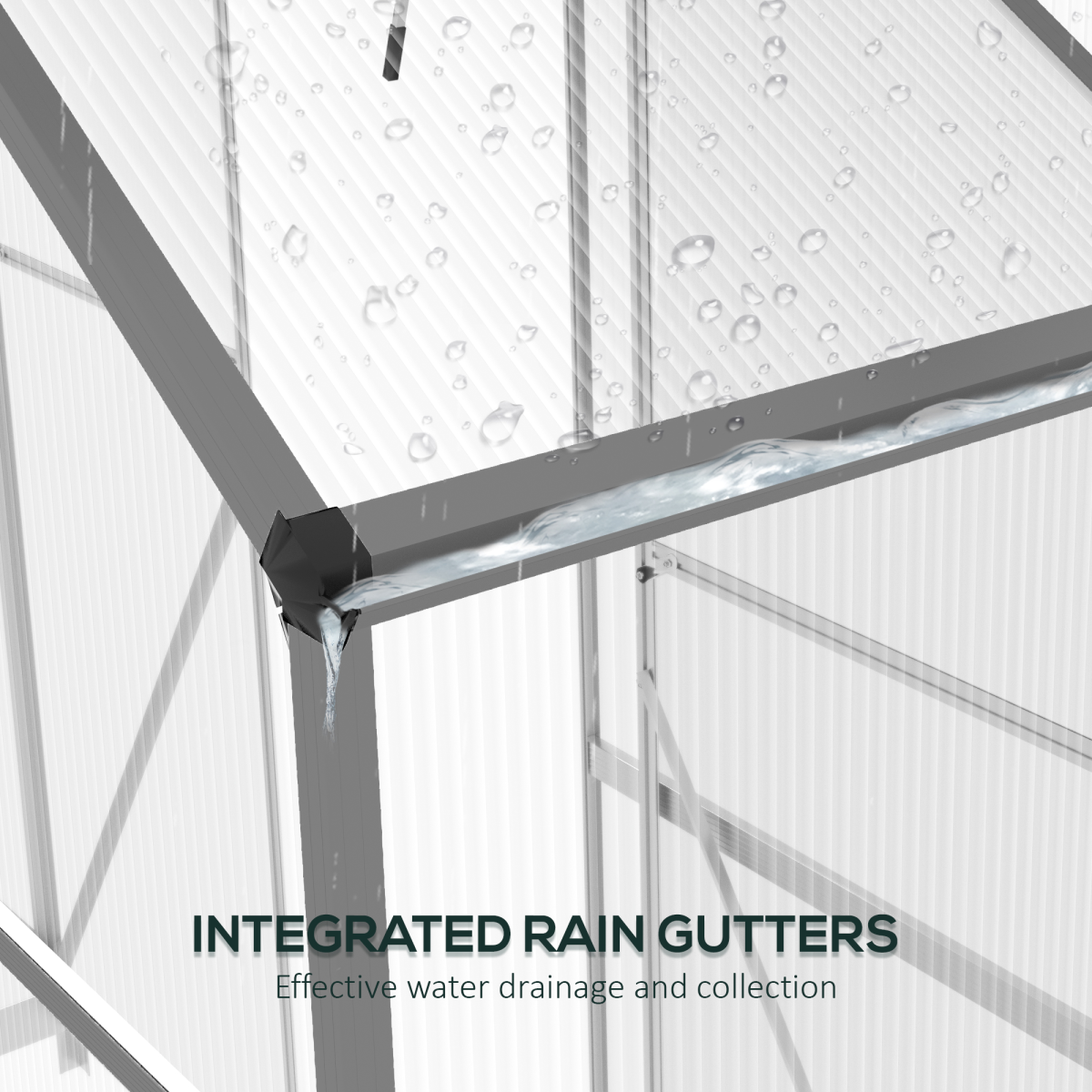 6x2.5ft Polycarbonate Greenhouse - Aluminium Frame, Dark Grey