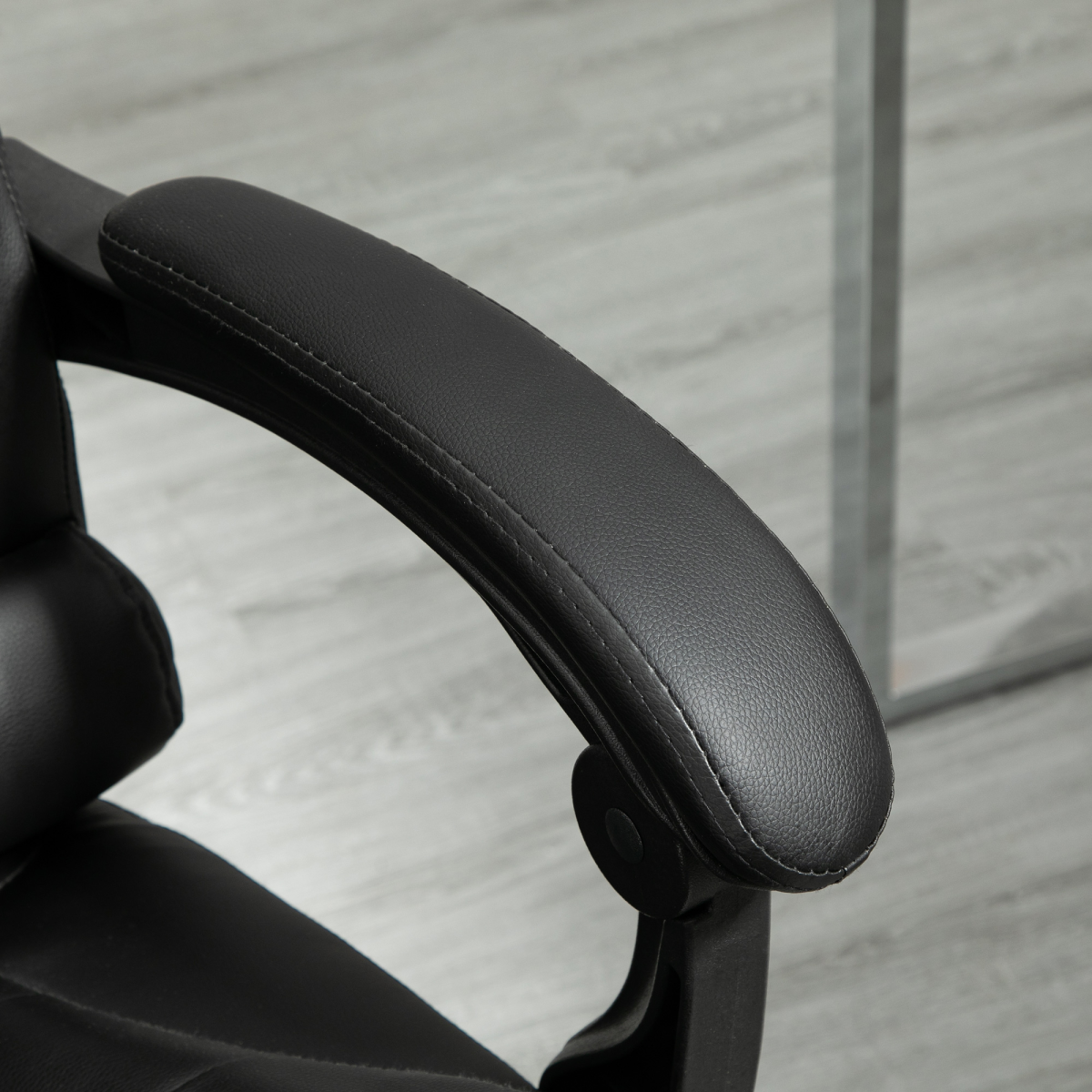 PU Leather High-Back Office Chair with Swivel Wheels - Black