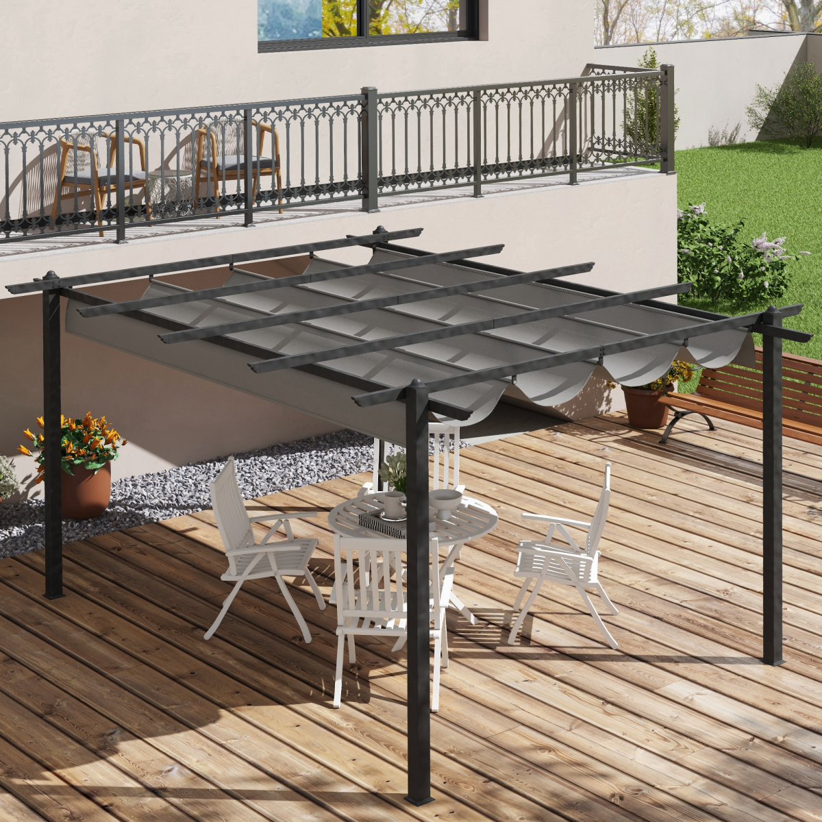 4x3m Aluminium Pergola Gazebo with Retractable Roof