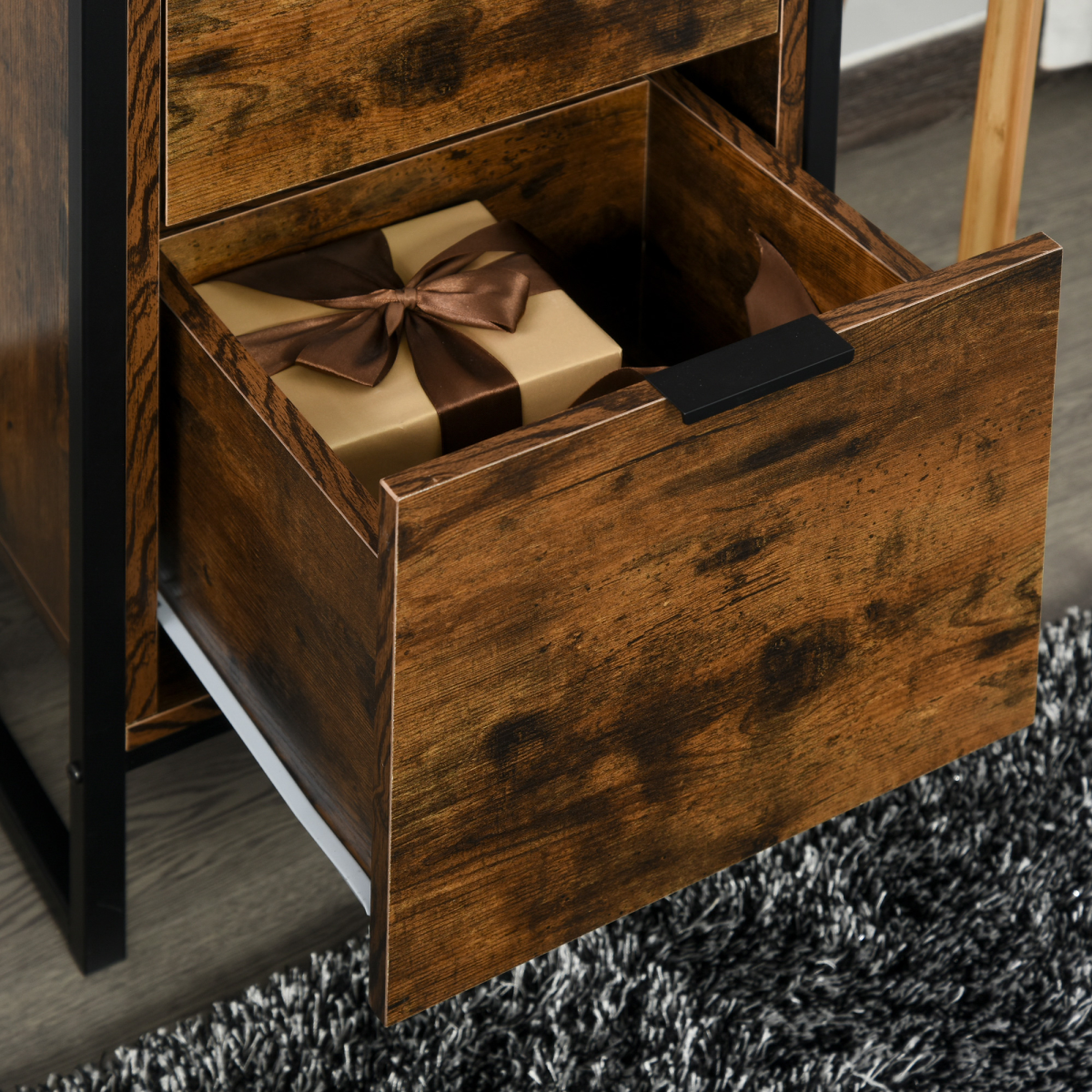 Industrial 3-Drawer Metal Storage Chest - Rustic Elegance for Any Space