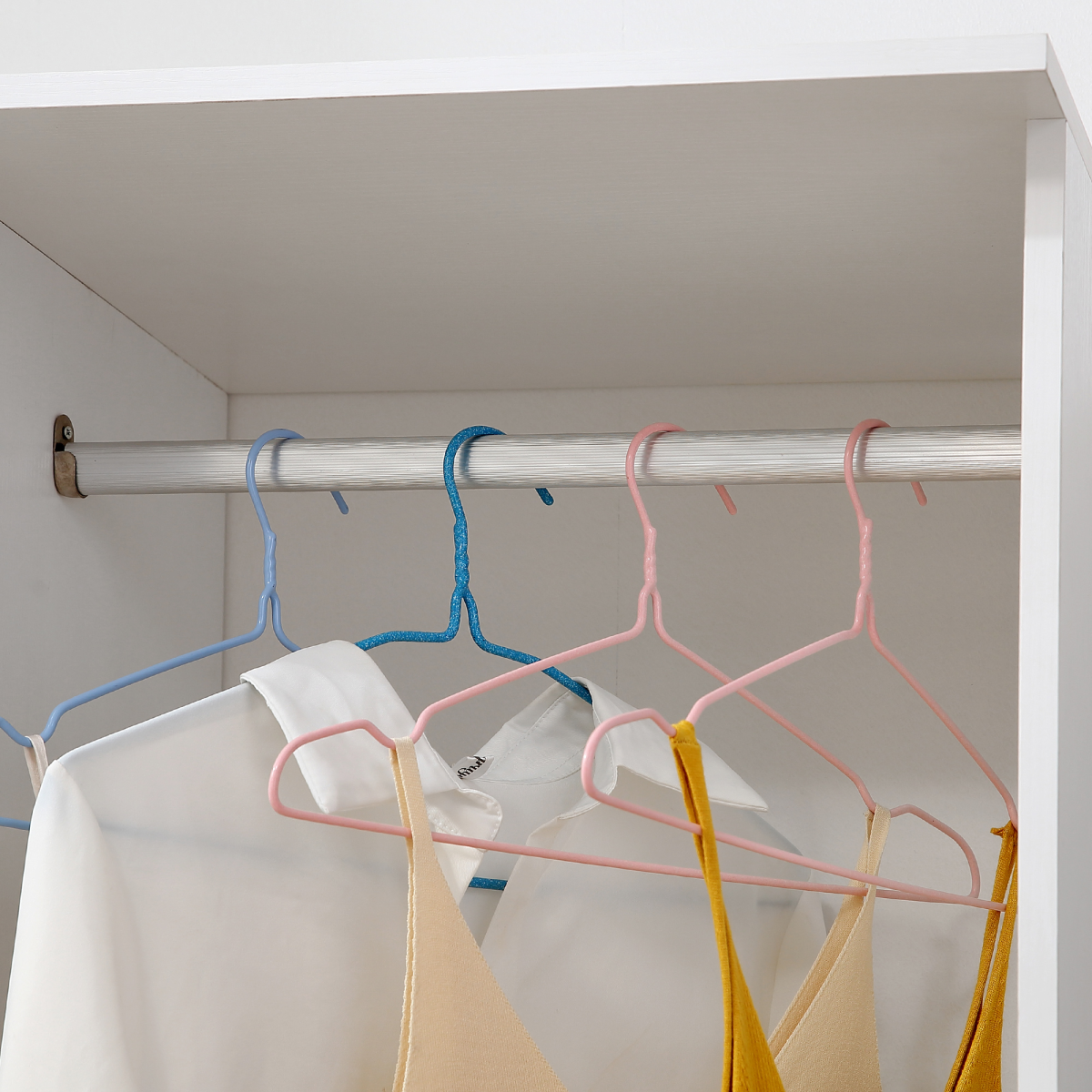 Versatile White Storage Wardrobe with Shelves & Wheels for Easy Organization