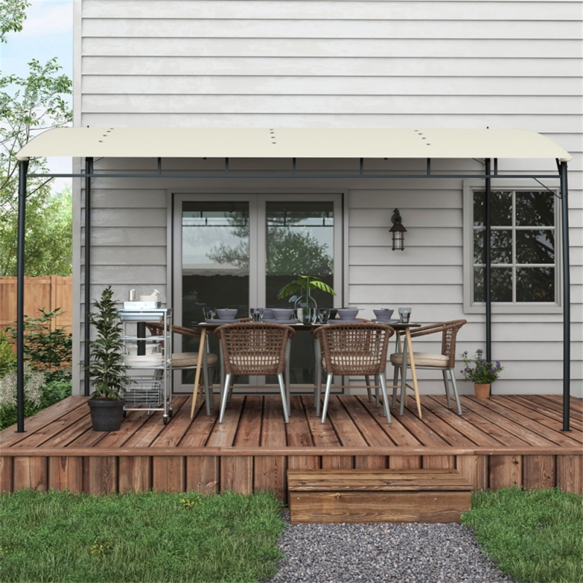 Stylish Cream White Patio Gazebo with UV Protection & Durable Steel Frame