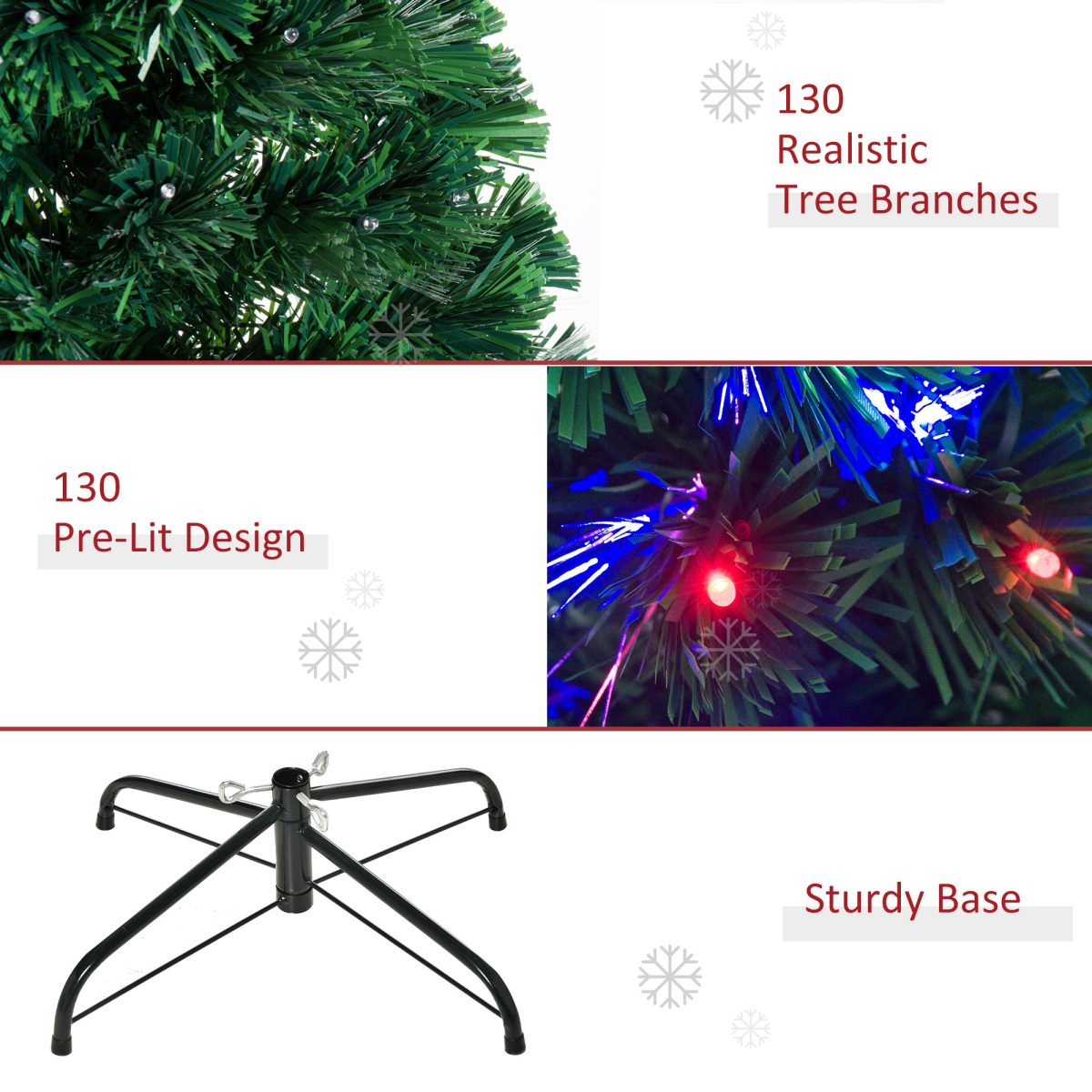 4ft Prelit Artificial Christmas Tree with Multicolor Fiber Optic LED Lights