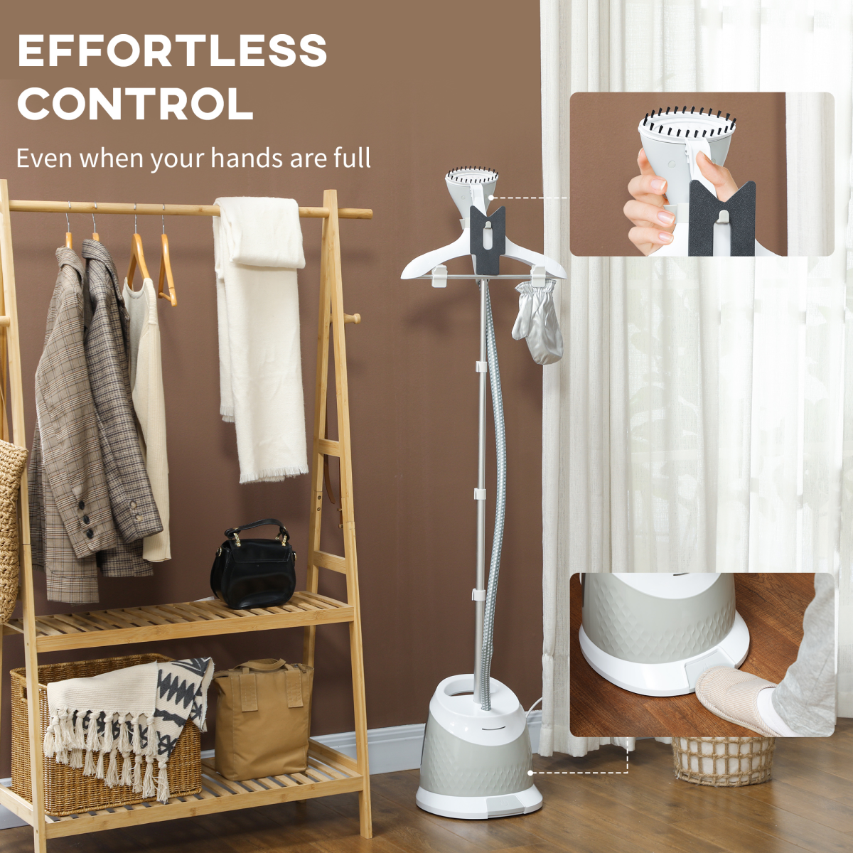1800W Powerful Garment Steamer - Fast Wrinkle Remover, 1.8L Tank