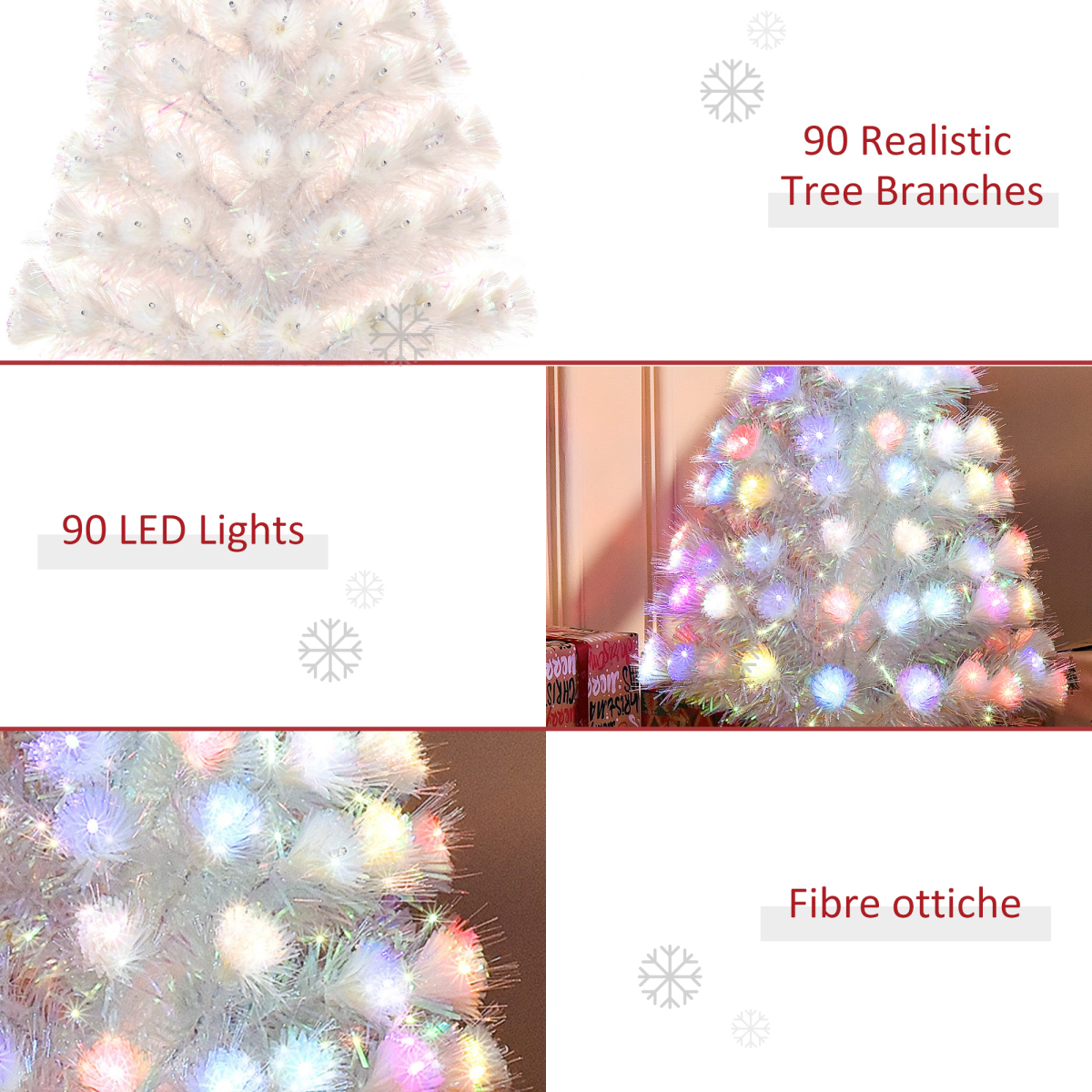 3ft Pre-Lit Artificial Christmas Tree with Fibre Optic LEDs - Xmas White