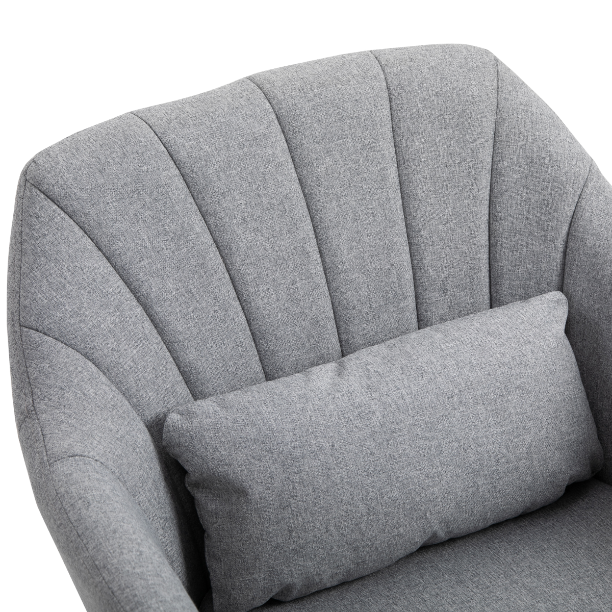 Retro Linen Swivel Tub Chair - Steel Frame, Light Grey, 360°