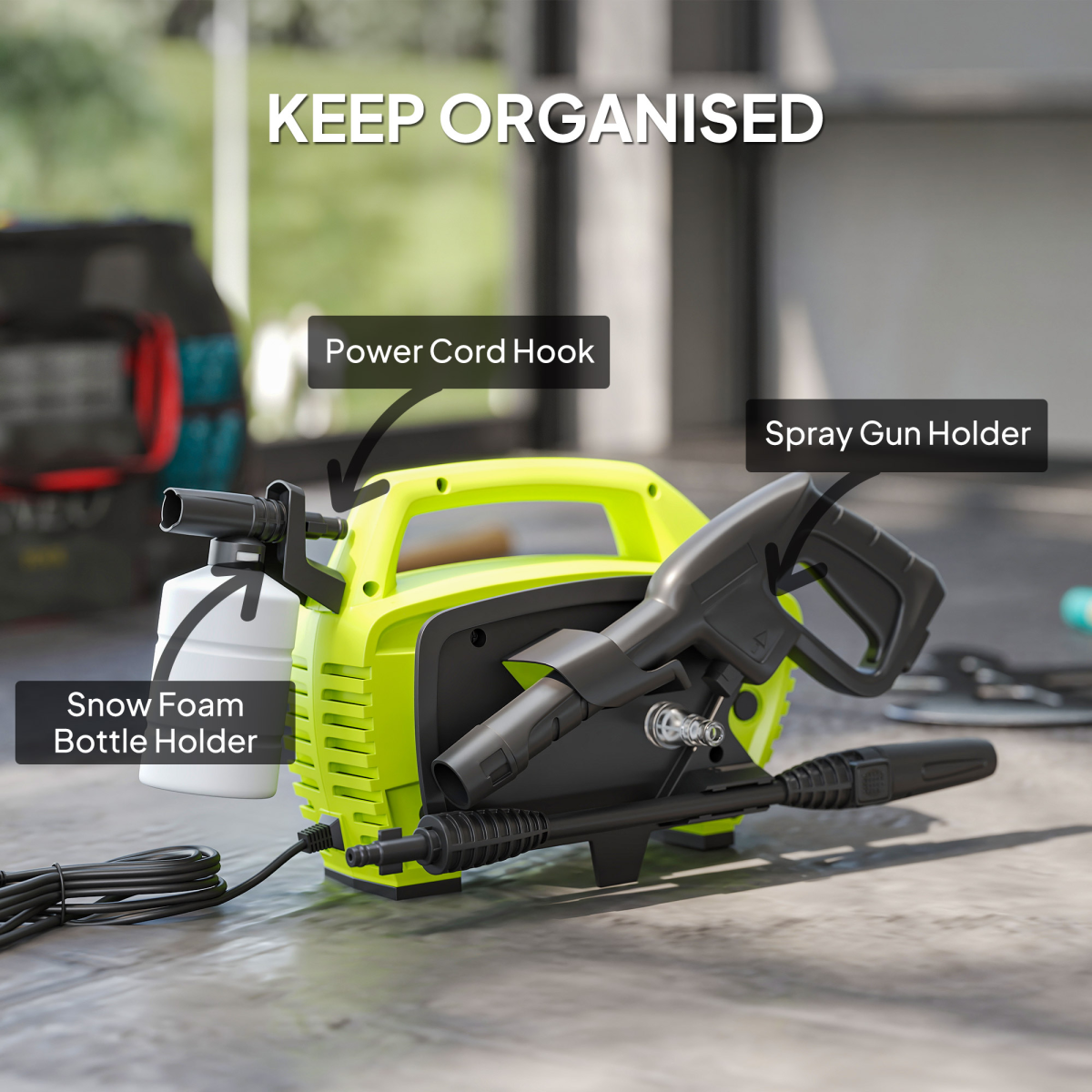 1600W Portable Pressure Washer - 130 Bar Power, 6m Hose, Ultimate Cleaning