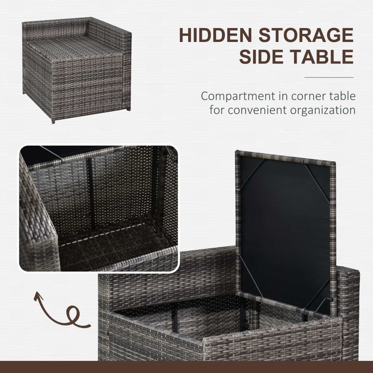 6-Seater Rattan Outdoor Sofa Set with Cushions – Grey