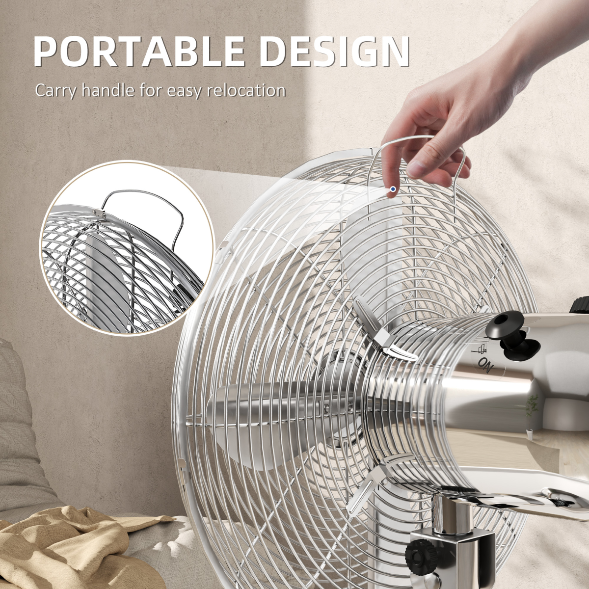 12” Metal Desk Fan: Powerful Breeze with 3 Speeds & Wide Oscillation