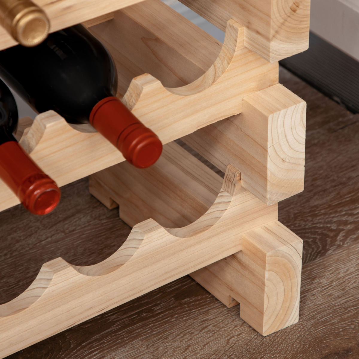 Elegant 36-Bottle Fir Wood Wine Rack - Stylish Storage for Wine Lovers