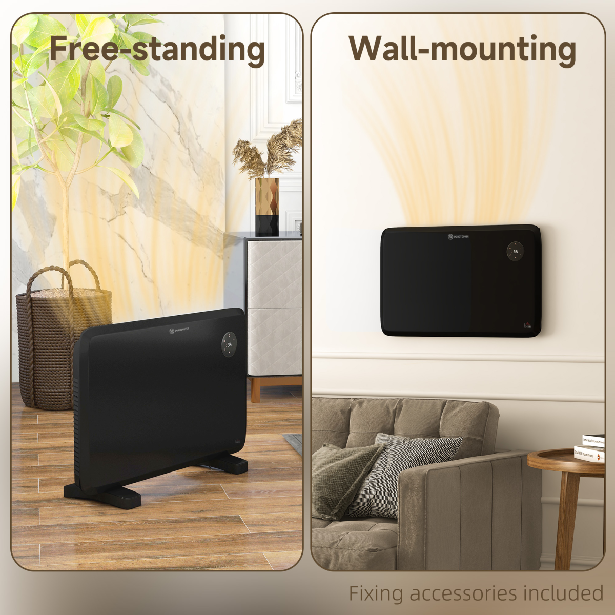 Slim Electric Heater: Quiet, Stylish, and Adjustable Warmth with Remote