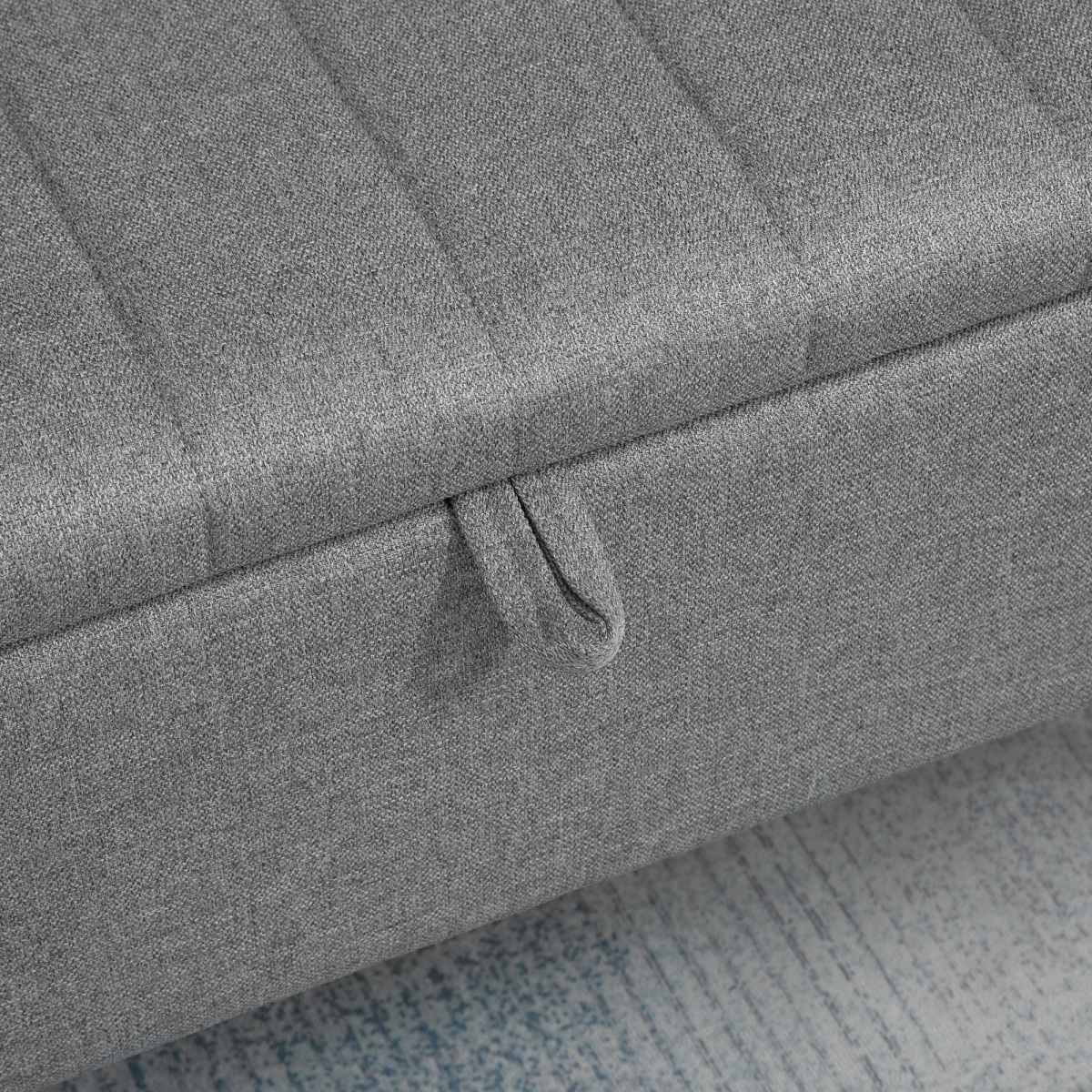 Grey Linen Storage Ottoman Bench – Stylish & Versatile Footstool with Steel Legs