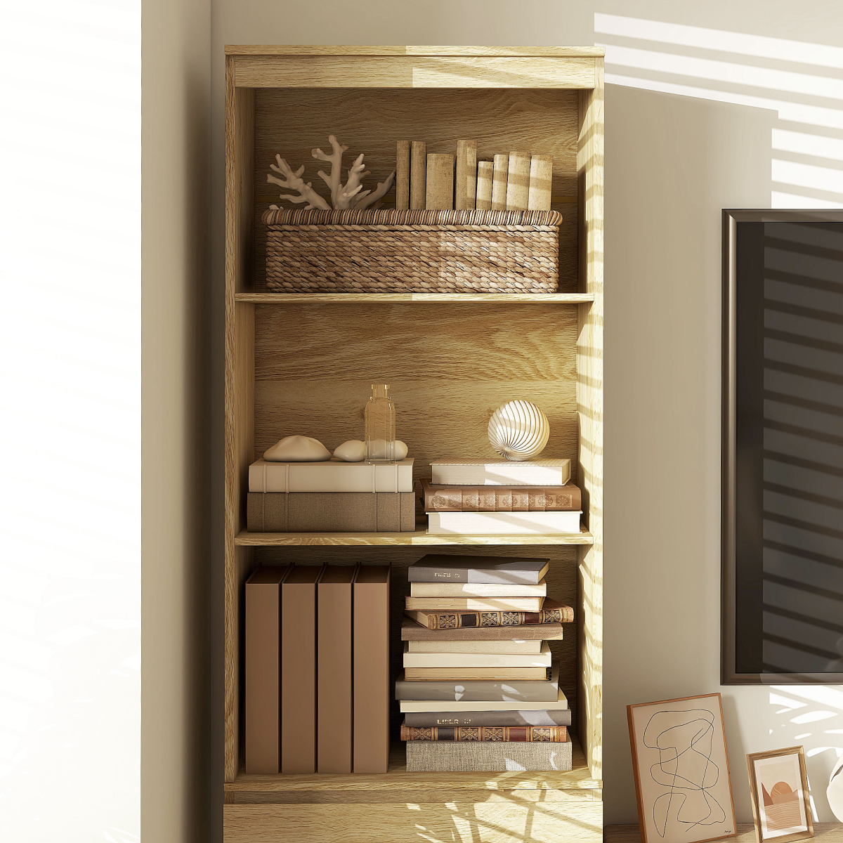 180cm Tall Oak Bookshelf: Stylish Storage & Display Solution