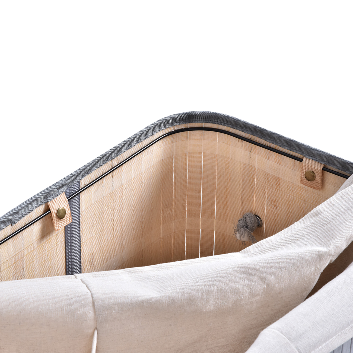 100L Flip-Lid Bamboo Laundry Basket - Grey, Durable & Space-Saving