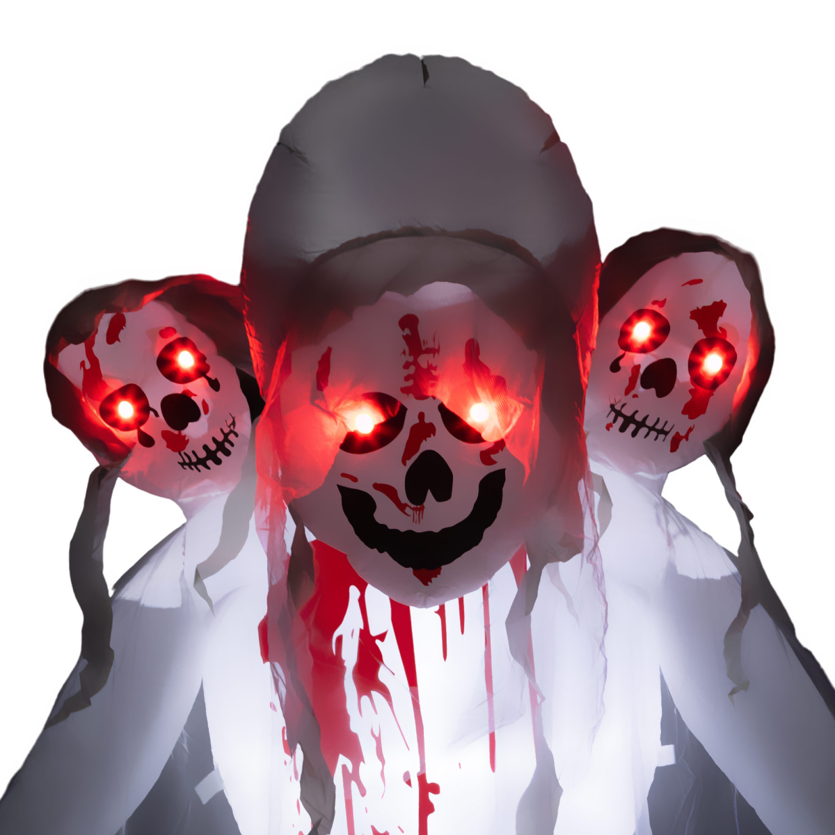 8.9ft Tall Halloween Inflatable Three-Head Witch Ghost