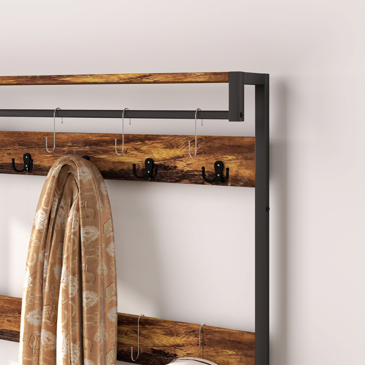 Stylish 4-in-1 Hall Tree: Coat Rack, Shoe Storage & Bench - Rustic Charm