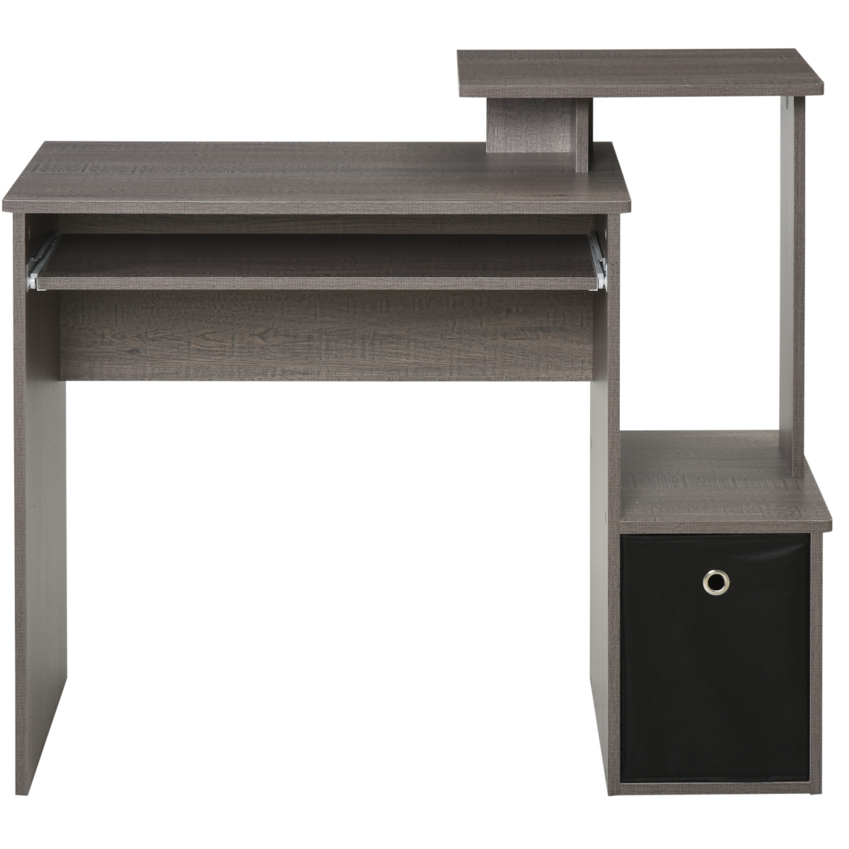 Chic Grey Computer Desk with Sliding Tray & Stylish Storage Solutions