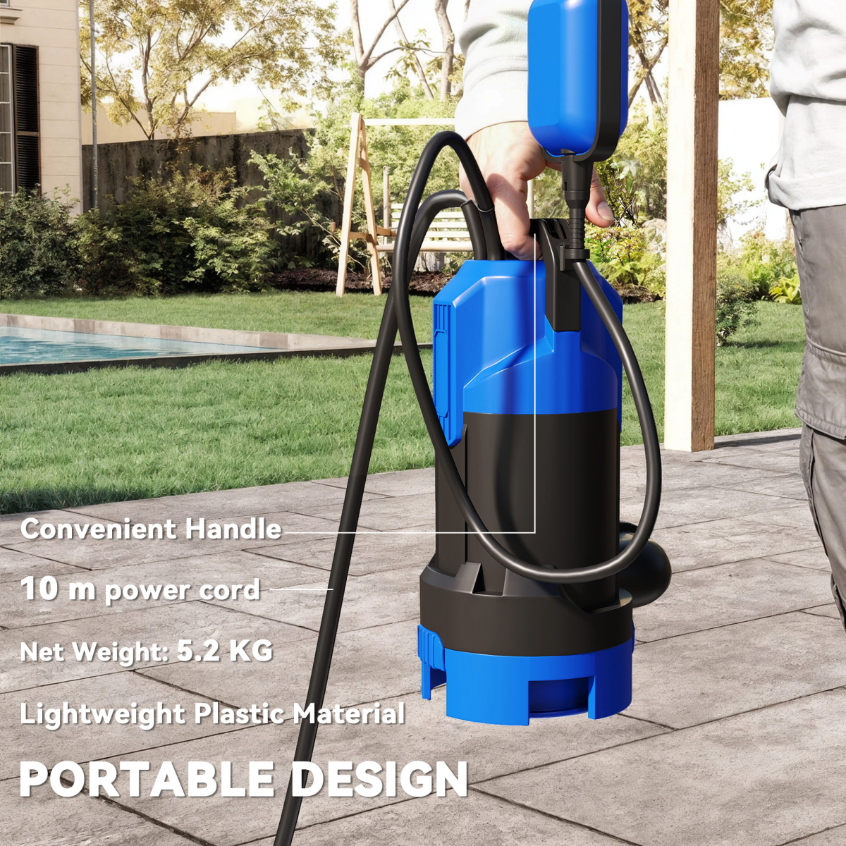 750W High-Performance Electric Water Pump - 20000L/H with Float Switch
