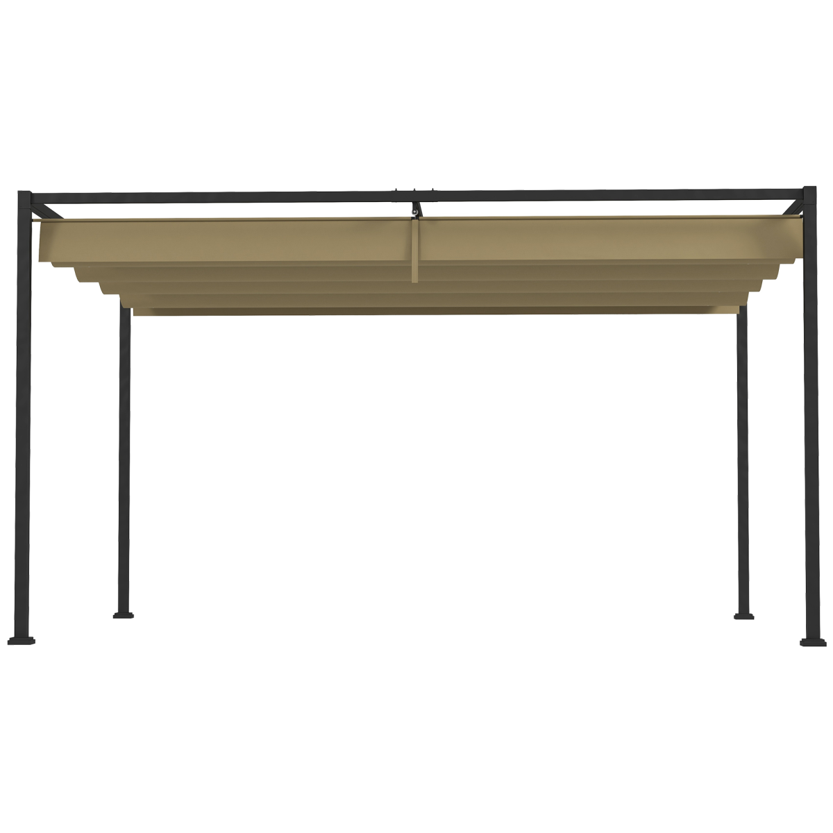 4x3m Metal Pergola Gazebo with Retractable Canopy Khaki